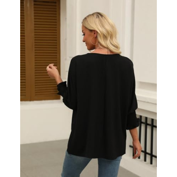 Trendy Black Puff Sleeve Blouses for Women