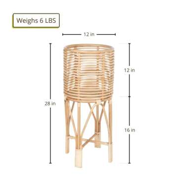 KOUBOO Rattan Indoor Plant Stand, Medium, Natural Planter, Brown