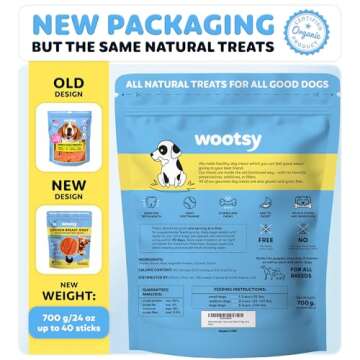 Wootsy Chicken Jerky Dog Treats - Rawhide Free - Dental Health Support Dog Snacks - Real Chicken - G...