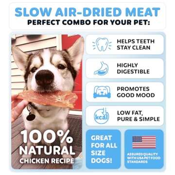 Wootsy Chicken Jerky Dog Treats - Rawhide Free - Dental Health Support Dog Snacks - Real Chicken - Grain Free, Low-Calorie, High-Protein, Canine Chews, 24 oz