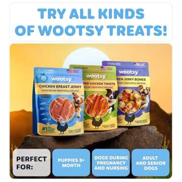 Wootsy Chicken Jerky Dog Treats - Rawhide Free - Dental Health Support Dog Snacks - Real Chicken - Grain Free, Low-Calorie, High-Protein, Canine Chews, 24 oz