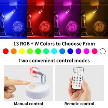 HFCDL Small Spotlight Battery Operated Spot Lights Indoor Uplighting Picture Mini Accent Light Wirel...