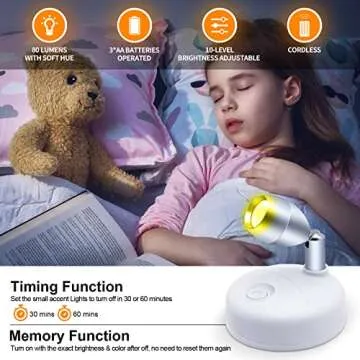 HFCDL Small Spotlight Battery Operated Spot Lights Indoor Uplighting Picture Mini Accent Light Wireless LED with Remote RGB + W Angle Adjustable w/Timer & Dimmer for Display Art Paintings