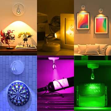 HFCDL Small Spotlight Battery Operated Spot Lights Indoor Uplighting Picture Mini Accent Light Wireless LED with Remote RGB + W Angle Adjustable w/Timer & Dimmer for Display Art Paintings