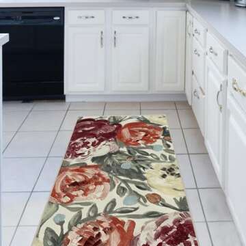 RUGGABLE Washable 2x7 Runner Rug - Camellia Currant, Premium Non-Slip Pad for All Spaces