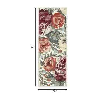 RUGGABLE Washable Runner Rug Camellia Currant 2x7