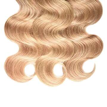 WOME Peruvian Hair Bundles 1 Bundle Ombre Blonde Body Wave Human Hair Wefts Extensions Deal with Mixed Lengths(10", Ombre Blonde 1b/27#)
