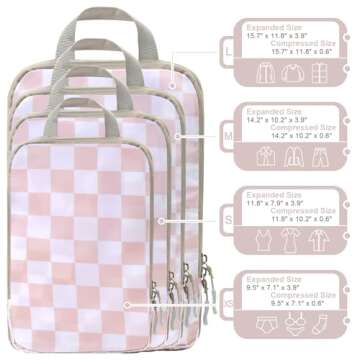 WOOMADA Packing Cubes – 4 Set Expandable Travel Organizers