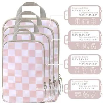 WOOMADA Packing Cubes – 4 Set Expandable Travel Organizers