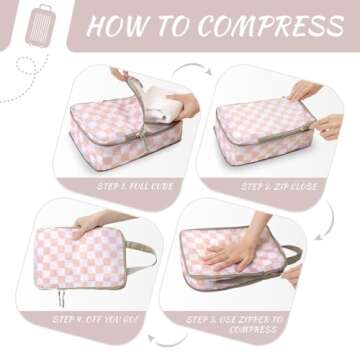 WOOMADA Packing Cubes – 4 Set Expandable Travel Organizers