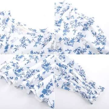 Belle Poque Womens Floral Tops and Blouses Dressy 2025 Summer Casual Loose Puff Sleeve Chiffon Boho Business Work Shirts