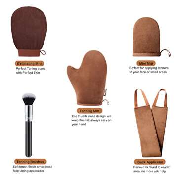 GAIYAN 5 in 1 Self Tanning Mitt Applicator Set for Flawless Tan