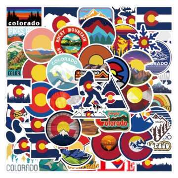 50 Pcs Colorado Stickers Colorado Decals for Water Bottle Laptop Luggage Car Bike Bicycle Vinyl Waterproof Colorado Stickers Pack