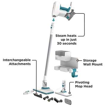 BLACK+DECKER Steamer, 7 Attachments for Multipurpose Cleaning, Includes Storage Wall Mount (BHSM15FX10)