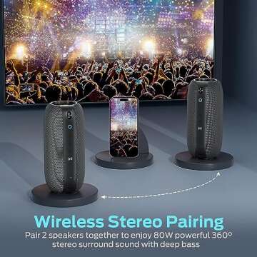 Monster S320 Bluetooth Speaker, Portable Bluetooth Speaker, 40W True Wireless Speaker,360° Stereo Sound Effect,IPX7 Waterproof Speaker, 32 Hour Playing Time,Suitable for Outdoor Speaker