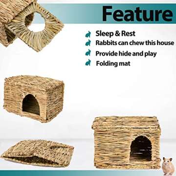 Extra Large HERCOCCI Grass House for Rabbits - Foldable & Safe