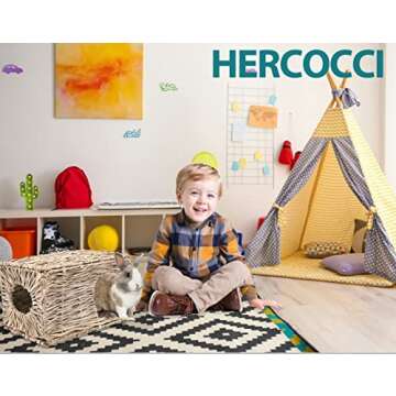 Extra Large HERCOCCI Grass House for Rabbits - Foldable & Safe