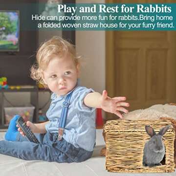 Extra Large HERCOCCI Grass House for Rabbits - Foldable & Safe