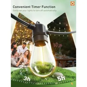 Addlon 50FT Waterproof Outdoor String Lights with Timer