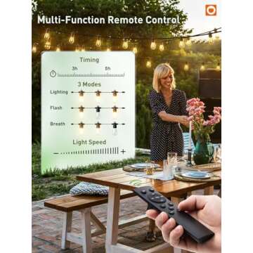 Addlon 50FT Waterproof Outdoor String Lights with Timer