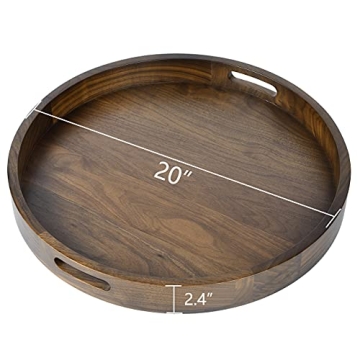 Elegant KINGCRAFT Wooden Serving Tray - Walnut Round Centerpiece