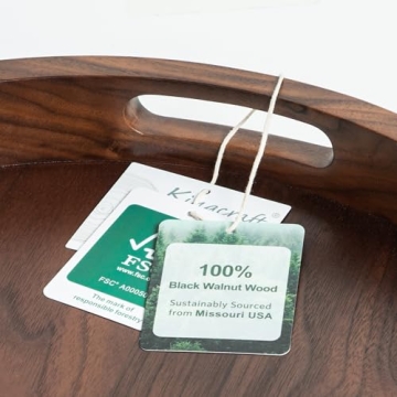 Elegant KINGCRAFT Wooden Serving Tray - Walnut Round Centerpiece
