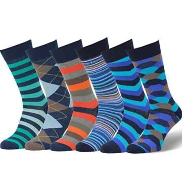 Easton Marlowe Fun Socks for Men - Colorful Mens Dress Socks - Cotton Patterned Fashion Socks - Dark...