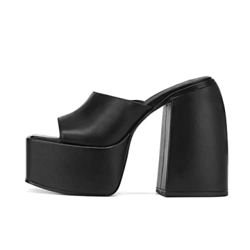 Goolita Summer Chunky Heel Platform Sandals - Slip-On Stylish Mules
