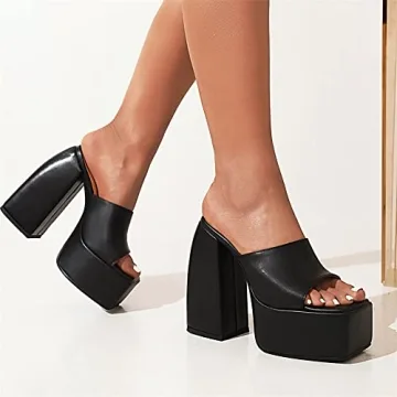 Goolita Chunky Heel Platform Sandals for Women