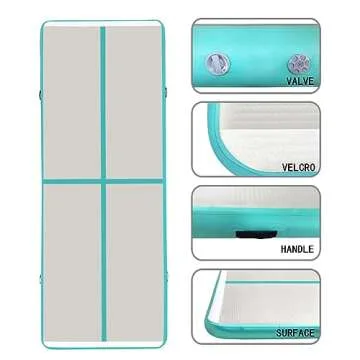 EZ GLAM 10ft/13ft/16ft/20ft Air Mat Tumble Track Inflatable Gymnastics Tumbling Track Mat with Elect...