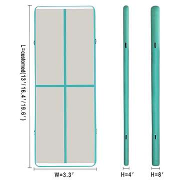 EZ GLAM 10ft/13ft/16ft/20ft Air Mat Tumble Track Inflatable Gymnastics Tumbling Track Mat with Electric Air Pump for Cheerleading/Practice/Beach/Park/Home use