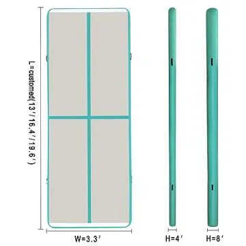 EZ GLAM 10ft/13ft/16ft/20ft Air Mat Tumble Track Inflatable Gymnastics Tumbling Track Mat with Electric Air Pump for Cheerleading/Practice/Beach/Park/Home use