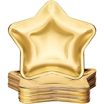 Vesici 60 Pieces Thick Star Shaped 4th of July Paper Plates Disposable Patriotic Party Plate Pentagr...