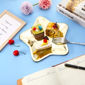 Elegant Vesici Gold Star Shaped Disposable Party Plates