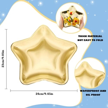 Elegant Vesici Gold Star Shaped Disposable Party Plates
