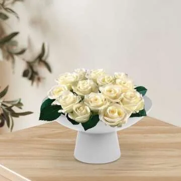 Yardwe Ceramic Pot Arrangement Set, Japanese Ikebana Vase with Frog, Floral Art Supplies Bowl Decorative Vase for Centerpieces (White)
