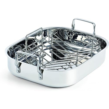 Cooks Standard Stainless Steel Roaster Pan with V-Shaped Rack, 16-Inch by 13-Inch Turkey Roasting Pa...