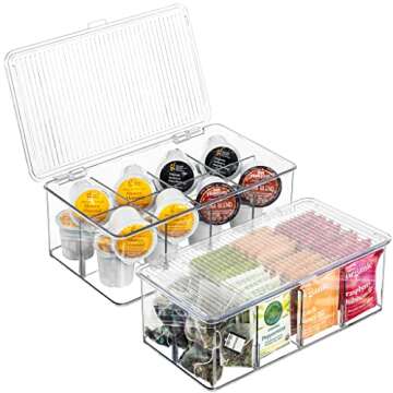 Sorbus Tea Bag Organizer Bins - Clear Storage Solution