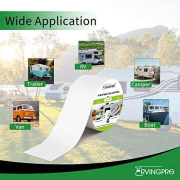 RVINGPRO RV Roof Tape with Roller, 4 Inch x 50 Feet RV Tape for Roof Repair, Waterproof & UV-Resistant RV Roof Sealant Tape for Camper, Trailer, Boat Sealing