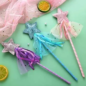 ASTER Glitter Star Wands – 3 Pcs for Kids Dress-up Fun