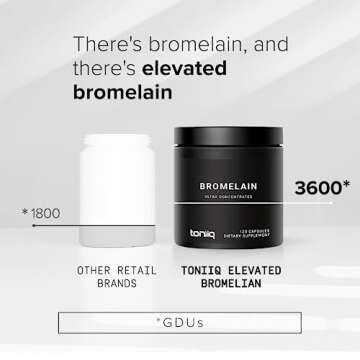 Ultra High Strength Bromelain 500mg - 3600 GDU/Gram - Highly Concentrated and Bioavailable - Third-Party Tested Formula - 120 Vegetarian Capsules - 120 Servings Per Container - Bromelain Supplement