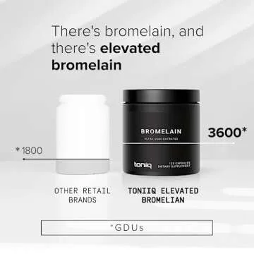 Ultra High Strength Bromelain 500mg - 3600 GDU/Gram - Highly Concentrated and Bioavailable - Third-Party Tested Formula - 120 Vegetarian Capsules - 120 Servings Per Container - Bromelain Supplement