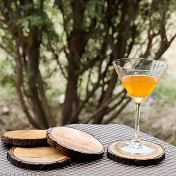 GoCraft Natural Wooden Coasters with Tree Bark | Mango Wood Coasters for Your Drinks, Beverages & Wine/Bar Glasses (Coasters Set of 4)