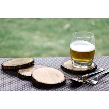 GoCraft Natural Wooden Coasters with Tree Bark | Mango Wood Coasters for Your Drinks, Beverages & Wine/Bar Glasses (Coasters Set of 4)
