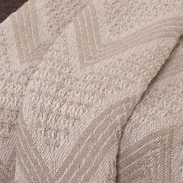 The Wish Tree Co. 50x60 Dark Beige Cotton, Geometric Modern Farmhouse All Seasons Throw Blanket with Tassels, Soft, Cozy & Lightweight for Indoor/Outdoor Chair Sofa Picnic Beach Couch Bed