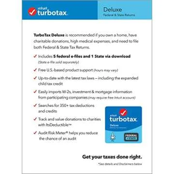 [Old Version] Intuit TurboTax Deluxe 2021, Federal and State Tax Return [PC Download]