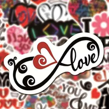 50 Pcs Love Stickers | I Love You Waterproof Vinyl Stickers for Bike Water Bottles Laptop Bicycle Refrigerator Cup Luggage Computer Mobile Phone Skateboard Decals