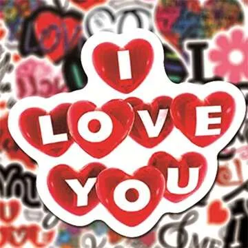 50 Pcs Love Stickers | I Love You Waterproof Vinyl Stickers for Bike Water Bottles Laptop Bicycle Refrigerator Cup Luggage Computer Mobile Phone Skateboard Decals