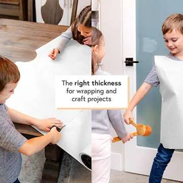 DIY Crew 30”x1800” (150’) White Wrapping Paper – Kraft Paper Roll for Packing, Shipping, Bulletin Board Arts & Crafts, Banner, Table Covering – Made in The USA