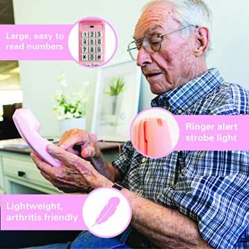 iSoHo Phones -Hearing Device-Friendly Phone – Gentle on Aching Hands, Easy-to-Press Buttons, Wall-...